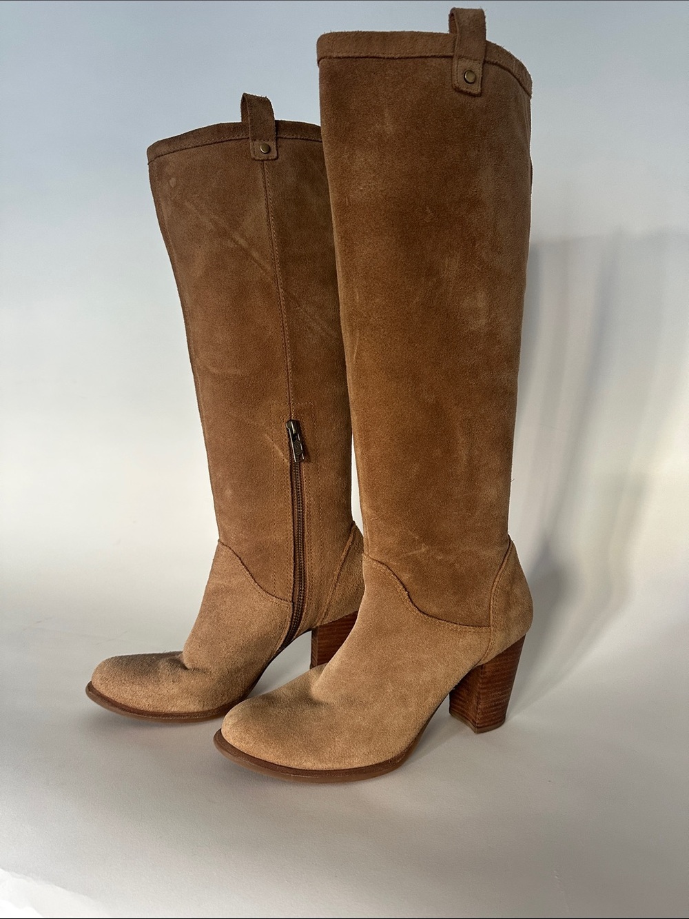 UGG Chestnut Suede Knee-High Heeled Boots size 9